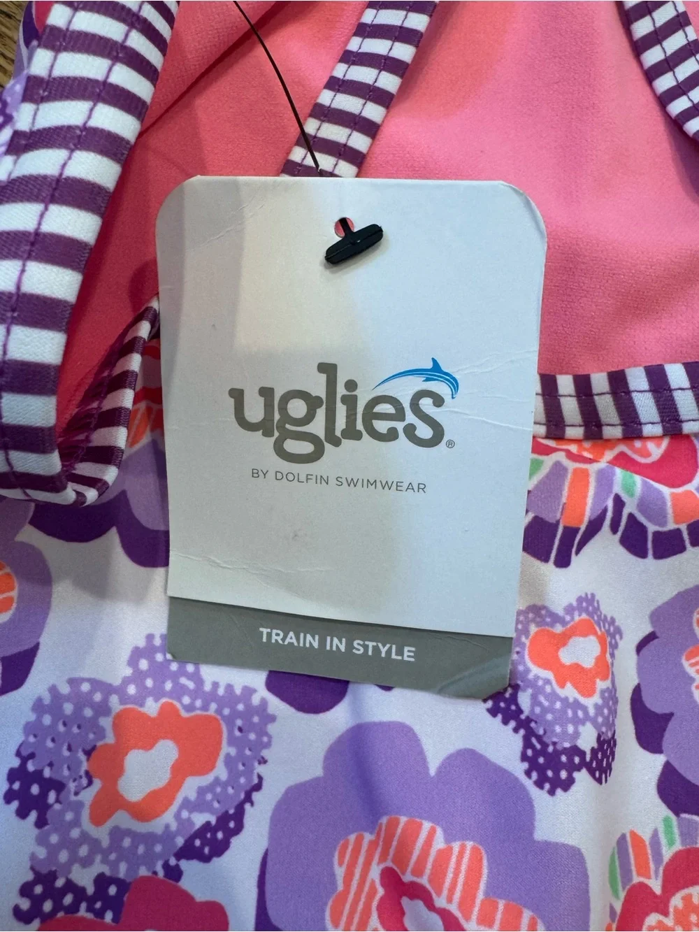 NWT New DOLFIN UGLIES Girls Criss Cross Back Racing Swimsuit Purple Floral 16